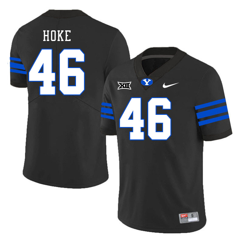 Men #46 Nathan Hoke BYU Cougars College Football Jerseys Stitched Sale-Black